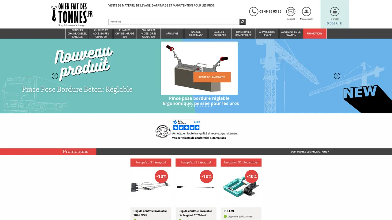 Aperçu du site Articles de levage et de manutention