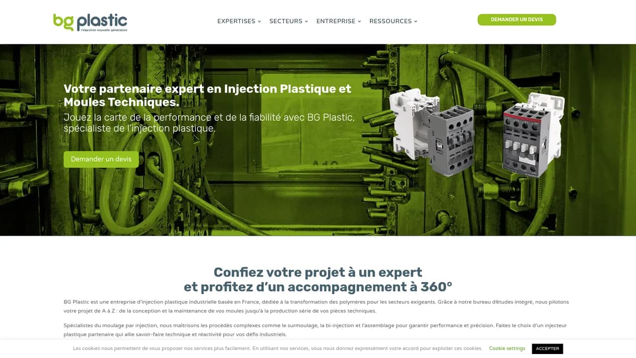 Aperçu du site BG Plastic, le moulage par injection plastique