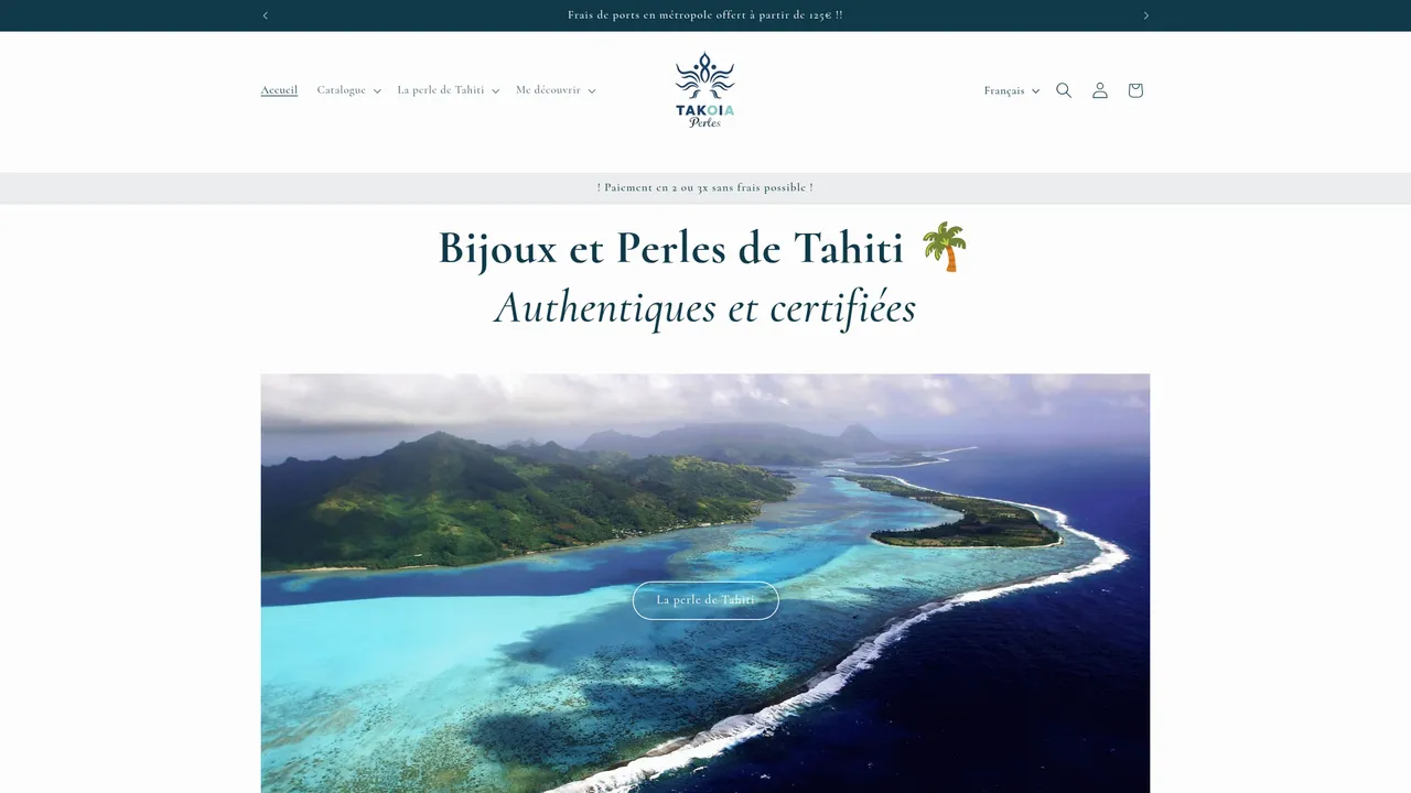 Aperçu du site TAKOIA PERLES | Bijoux avec perles de Tahiti