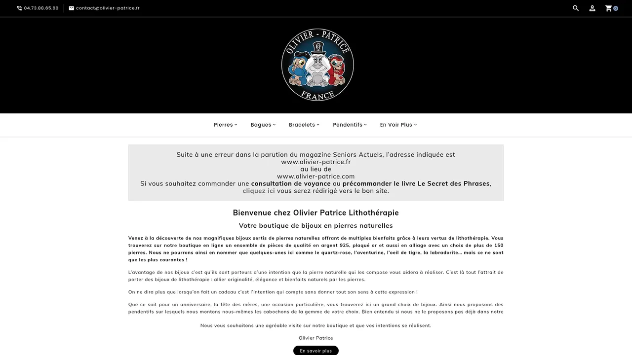 Aperçu du site Bijoux lithothérapie