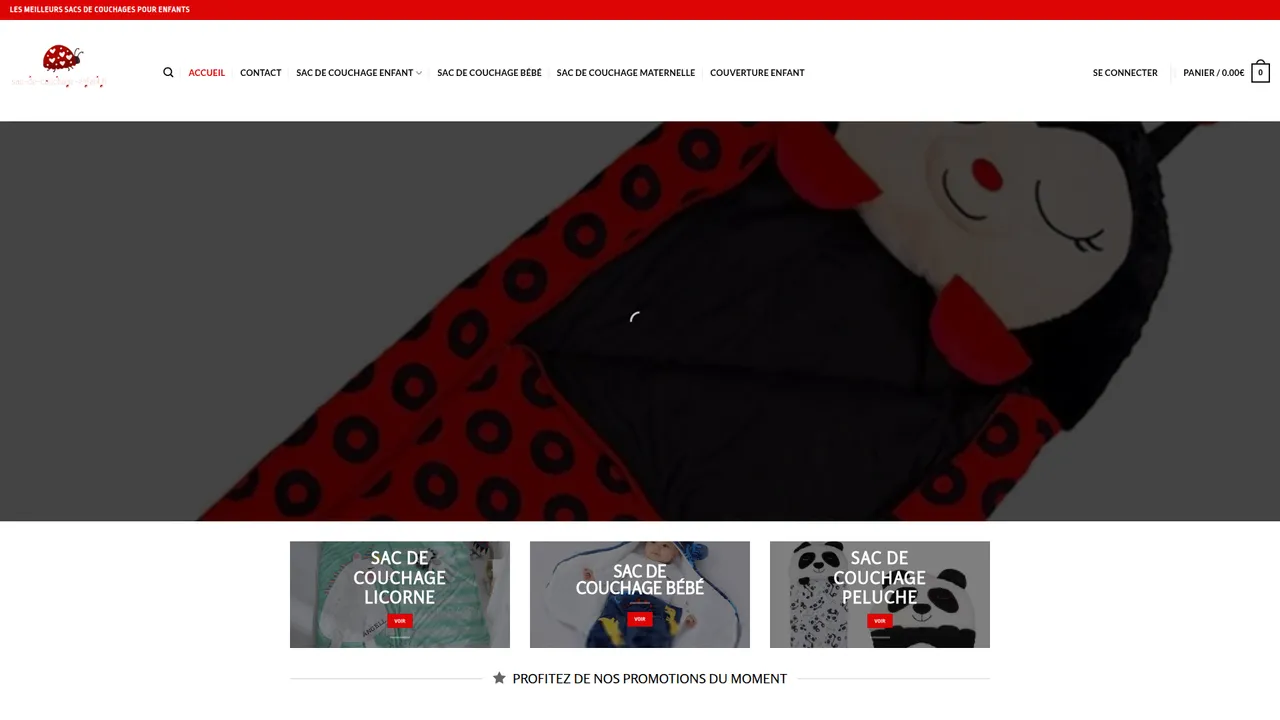 Screenshot de Boutique de sac de couchage enfant