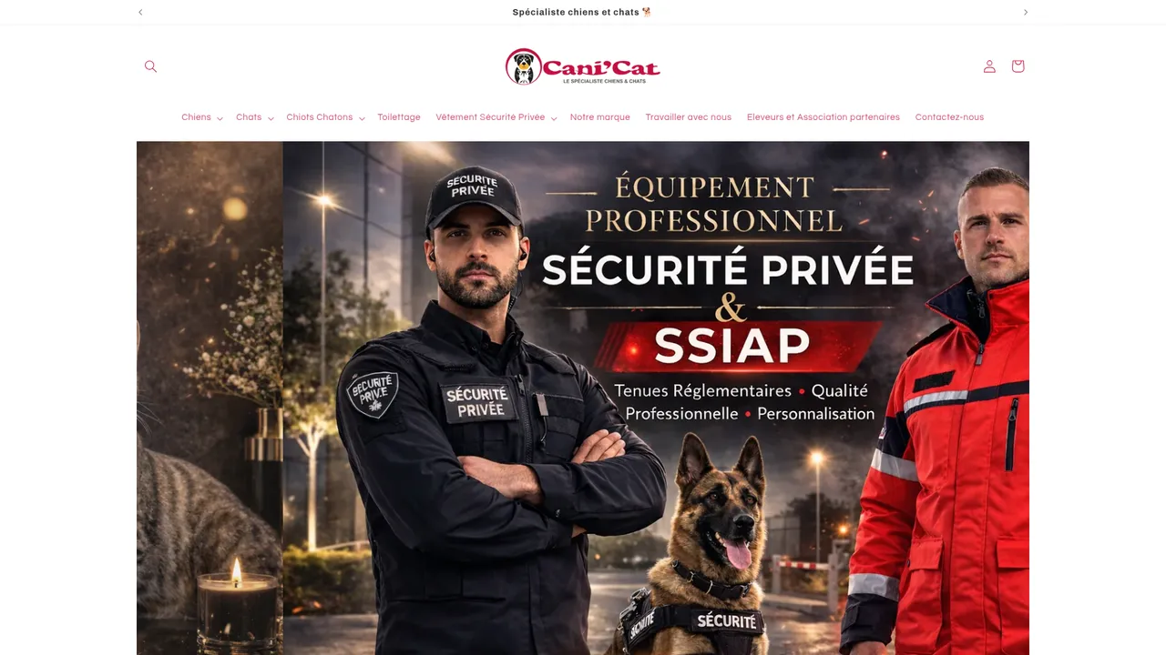 Aperçu du site Cani'Cat Magasin Spécialisé Chiens et Chats