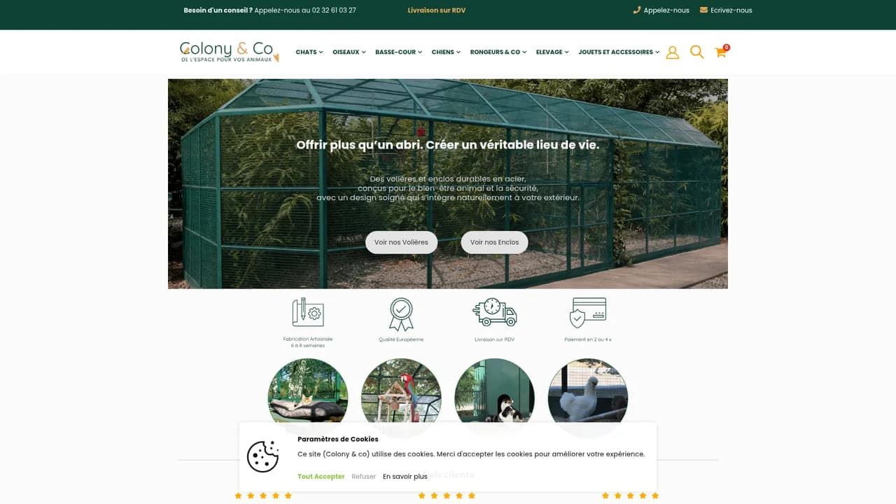 Aperçu du site Colony and Co : aménager vos complexes animaliers