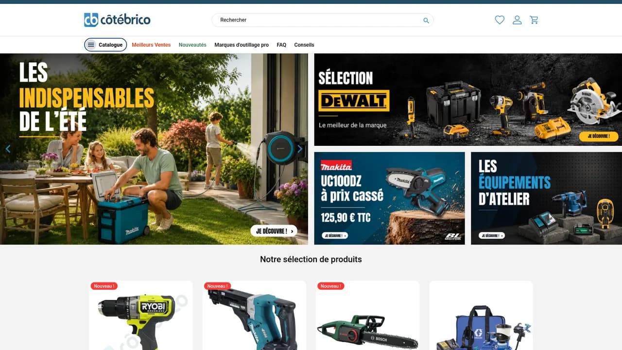 Aperçu du site Côté Brico - Site d'outillage professionnel