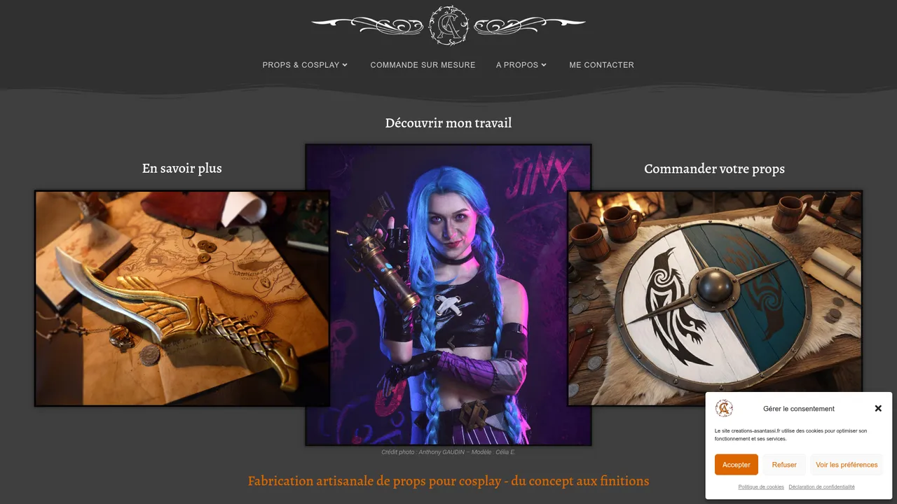 Screenshot de Créations Asantassi : création bijoux
