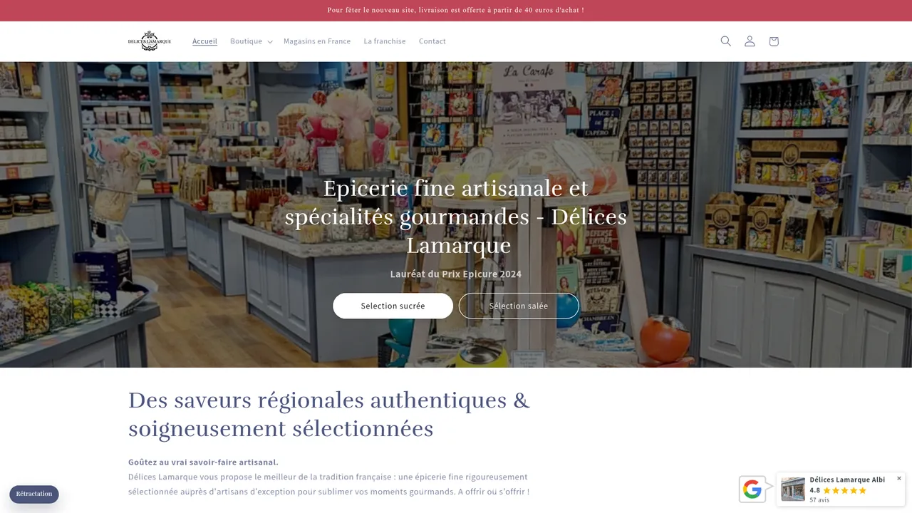 Aperçu du site Délices Lamarque