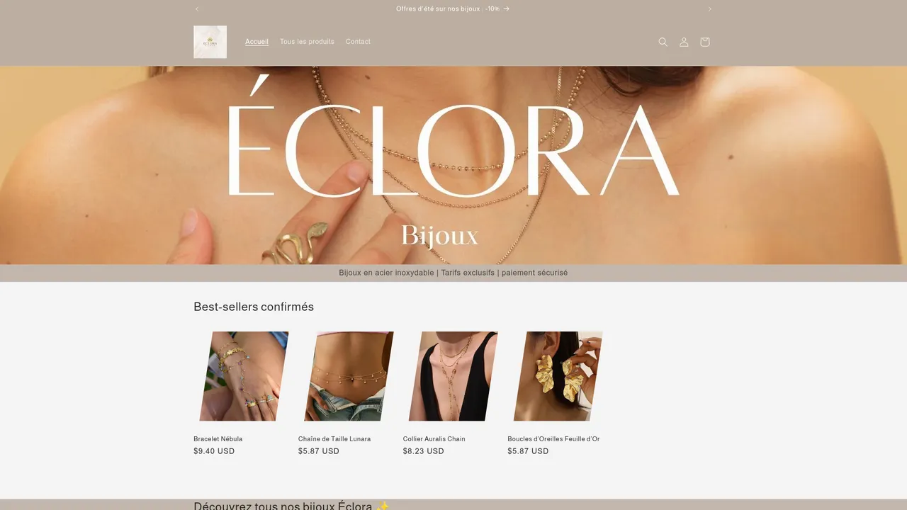 Aperçu du site ÉCLORA BIJOUX