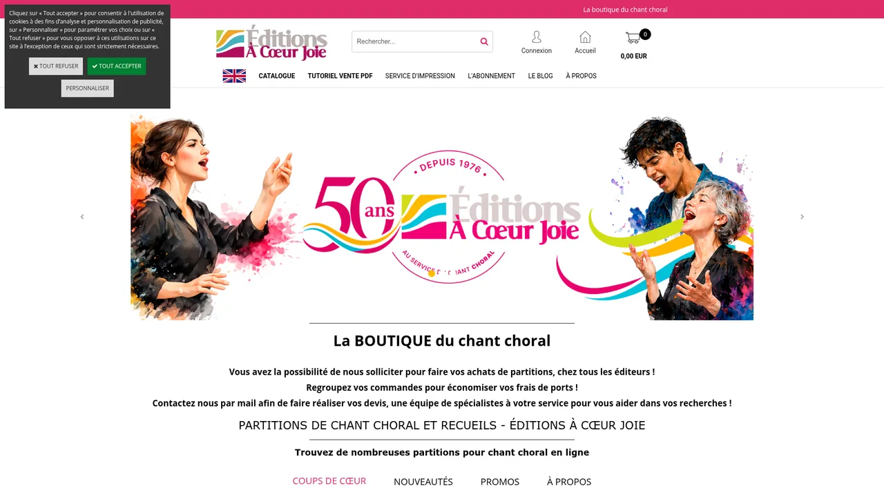 Aperçu du site Éditions À Cœur Joie
