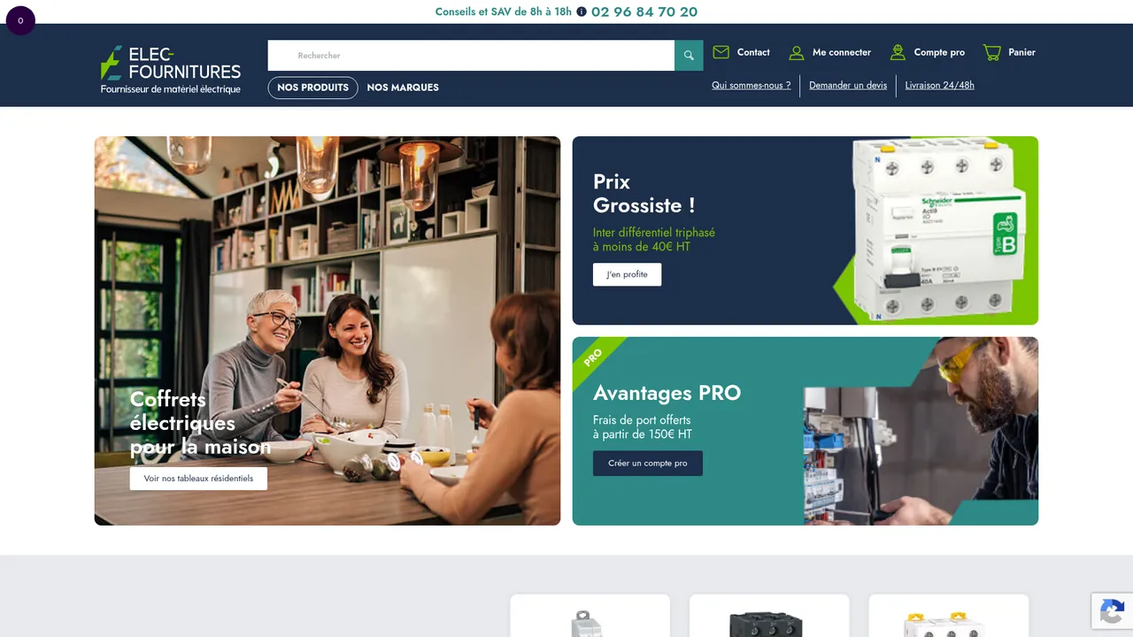 Aperçu du site Elec Fournitures