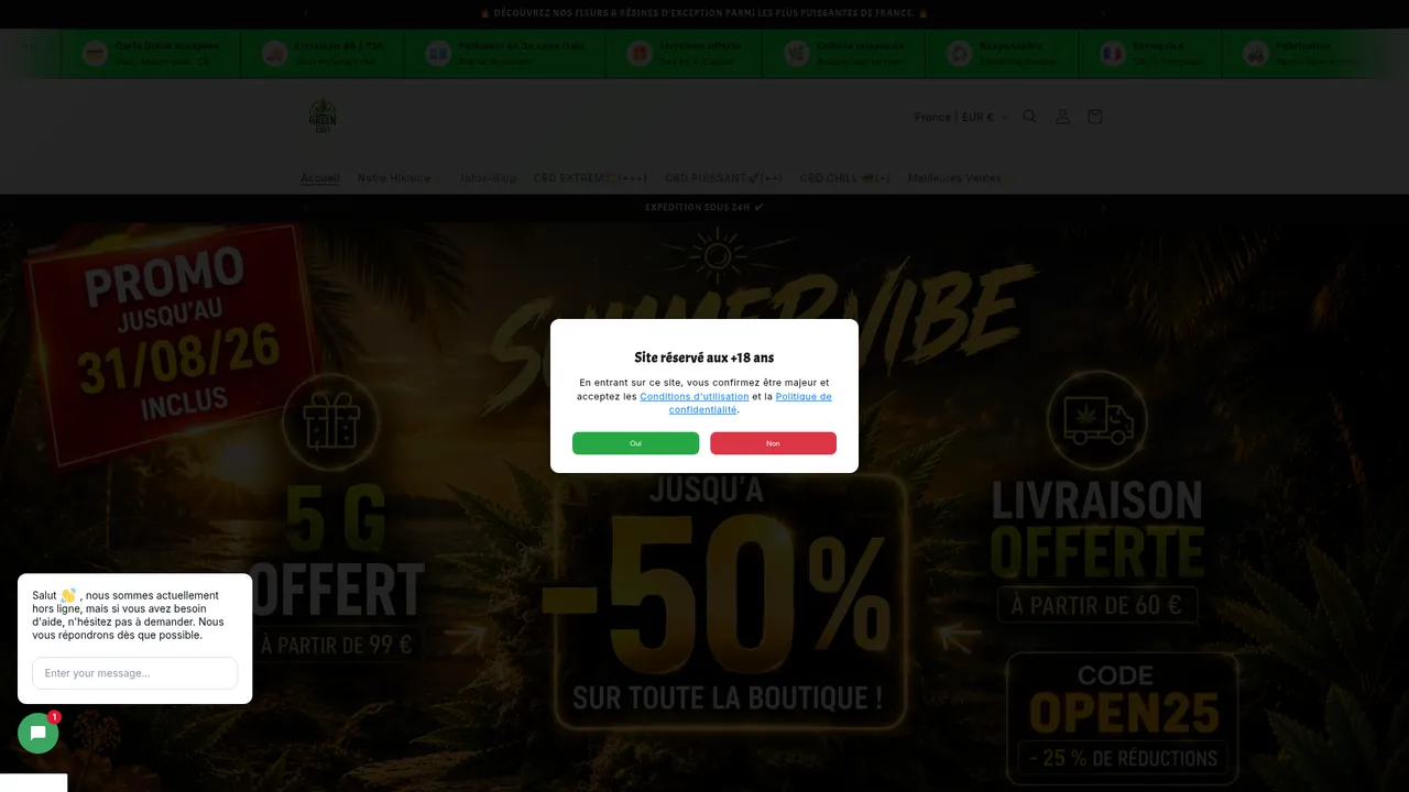 Aperçu du site Greenpowercbd.shop