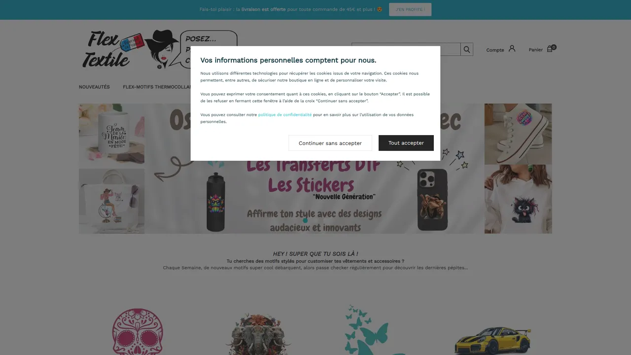 Screenshot de Flex Textile : Motifs thermocollants, customisation