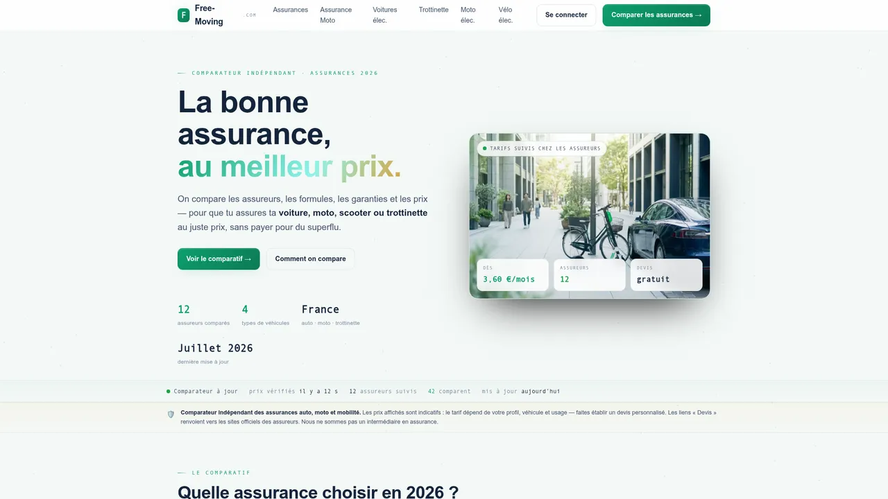 Aperçu du site Free Moving, vente d'hoverboard