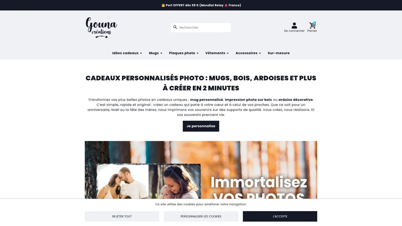 Screenshot de Idées cadeaux originaux, objets déco et textiles personnalisés