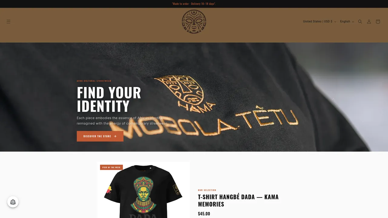 Aperçu du site KAMA by MG — Afro-cultural streetwear inspired by Bantu roots