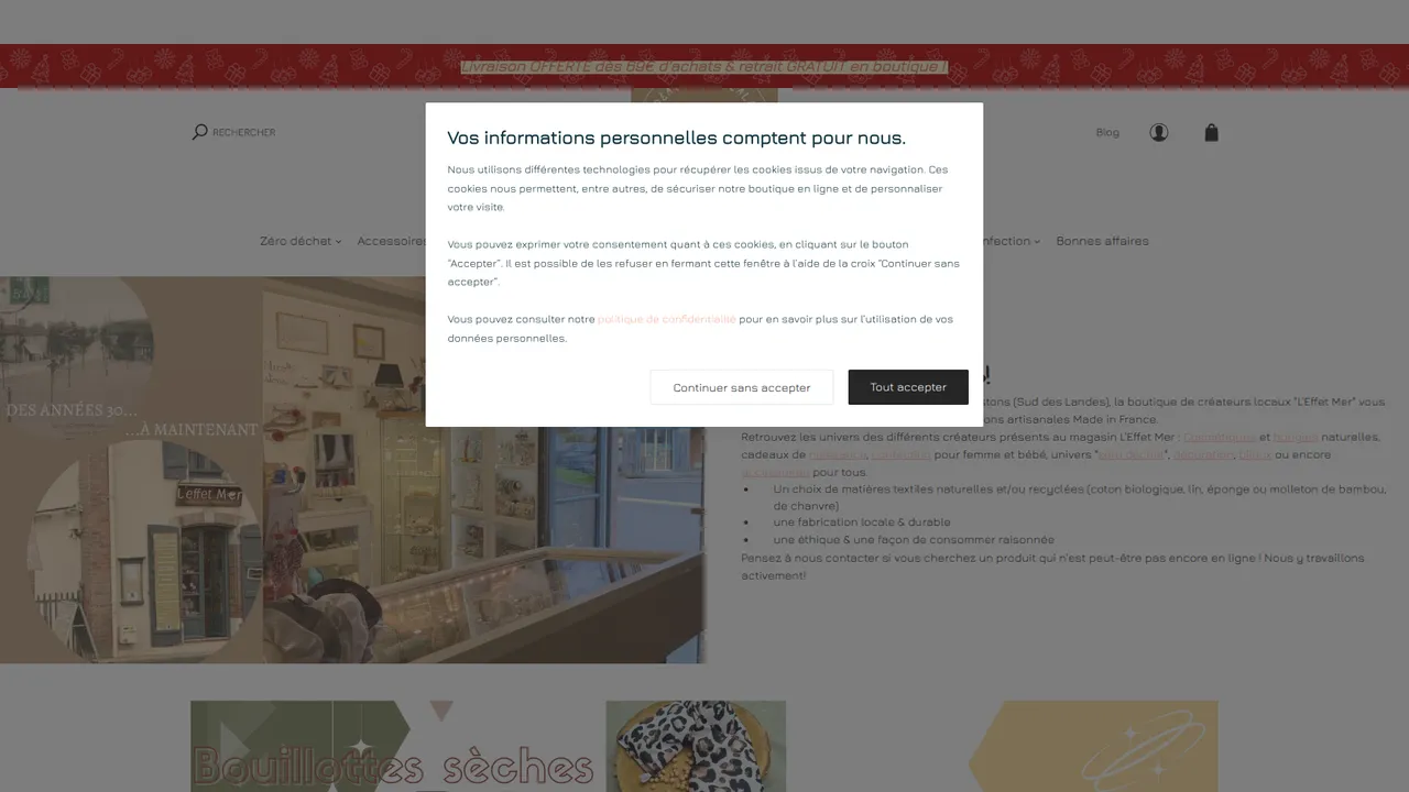 Aperçu du site L'Effet Mer Boutique Artisanale