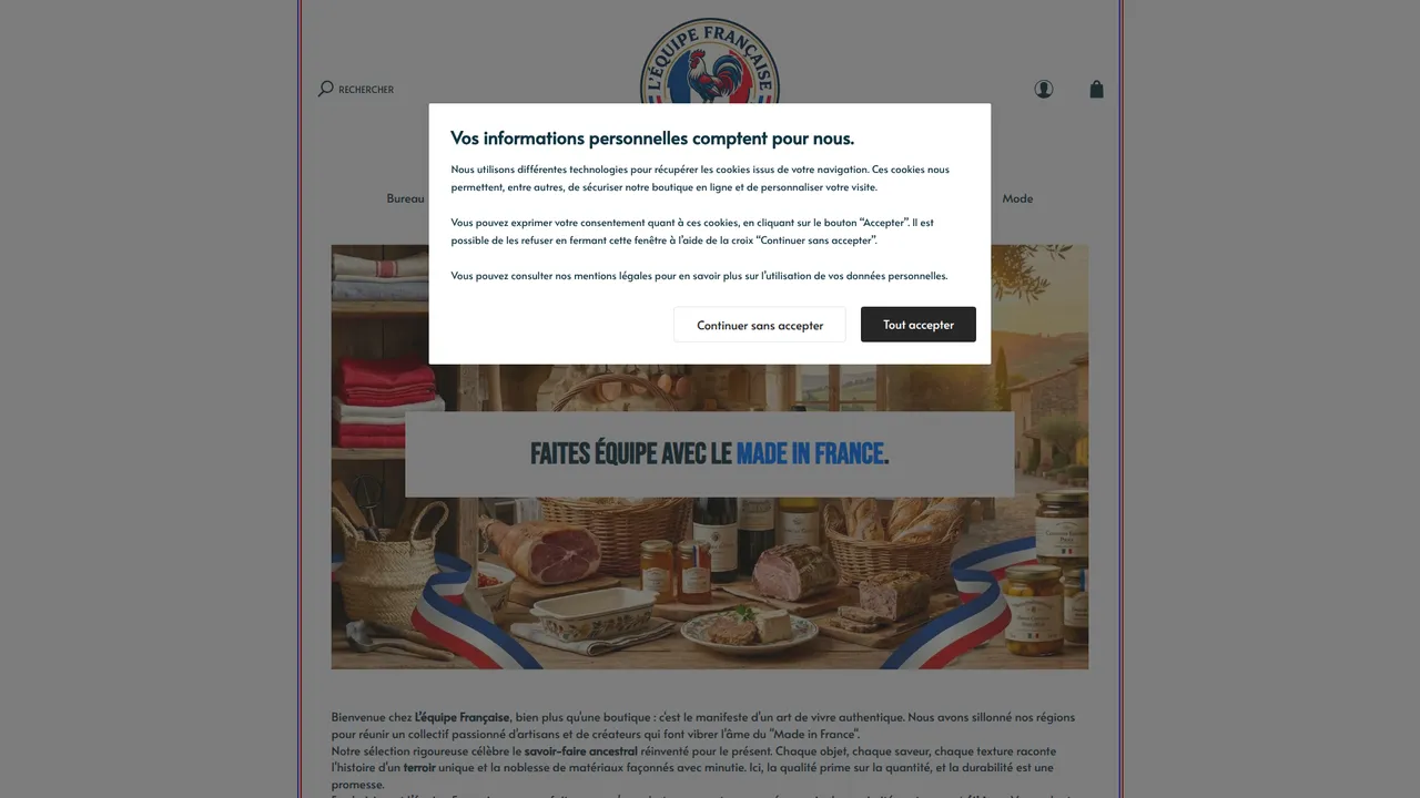 Aperçu du site L’équipe Française – Boutique Made in France & Artisanat Local