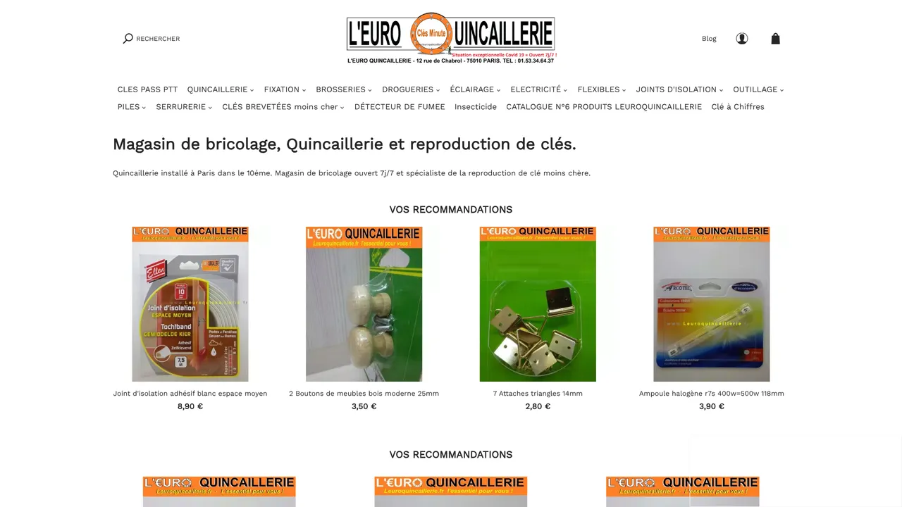 Screenshot de L'Euro Quincaillerie : bricolage, clés