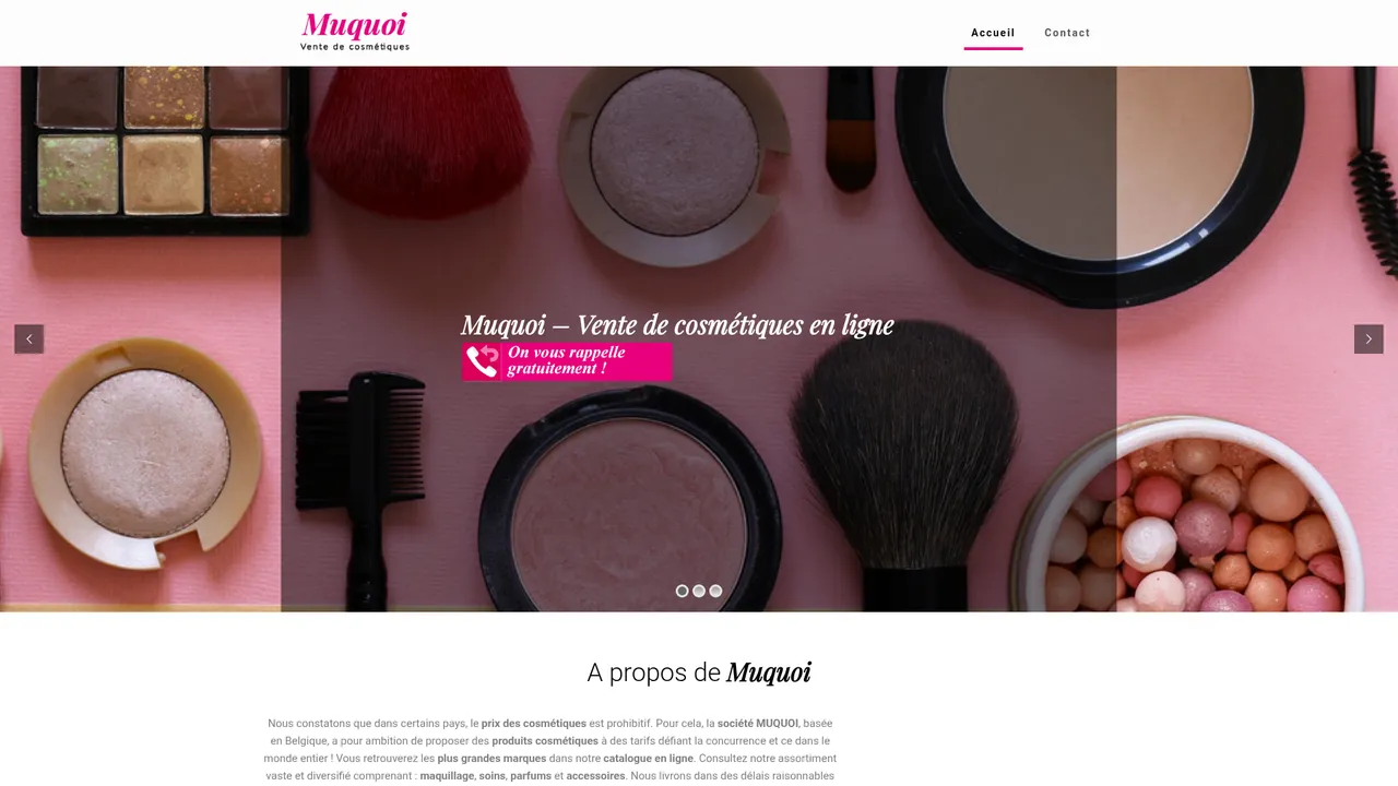 Screenshot de Muquoi, votre vendeur de cosmétiques