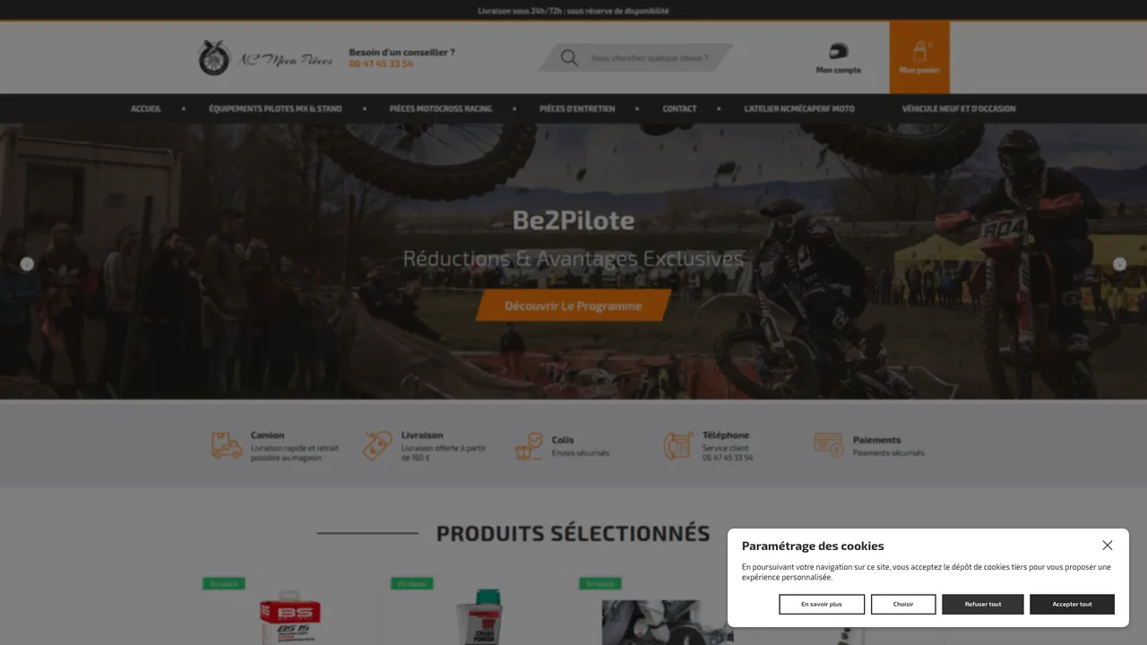 Aperçu du site NC MÉCAPIÈCES MOTO
