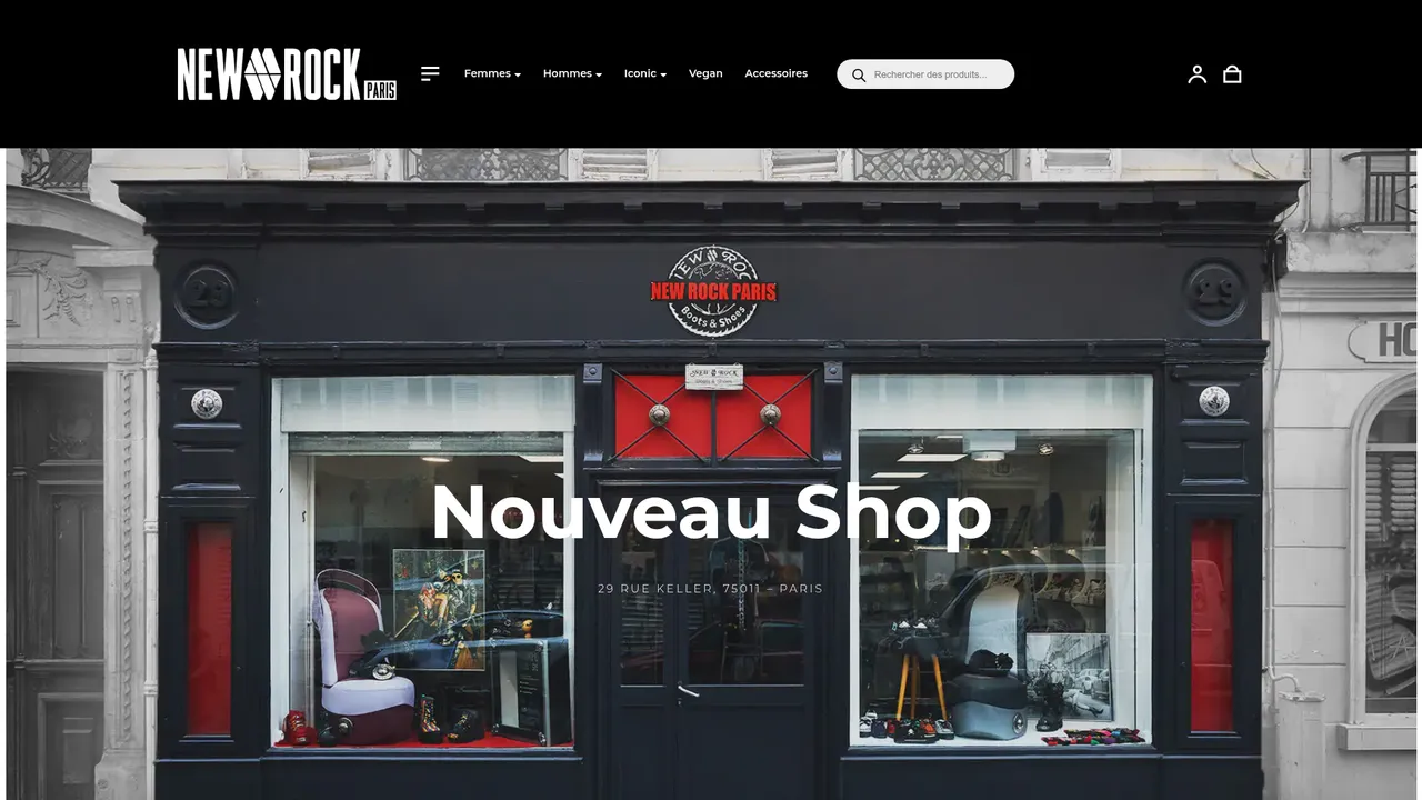 Screenshot de New Rock Paris : boutique de chaussure