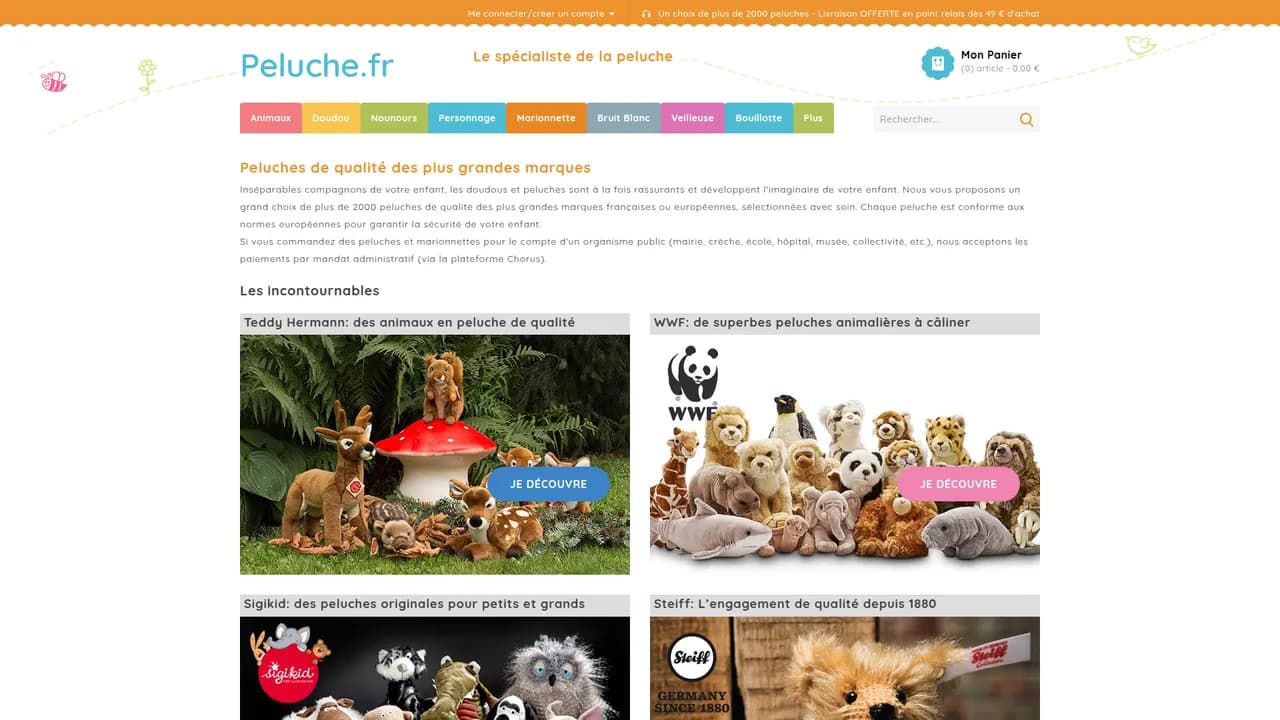 Screenshot de Peluche.fr