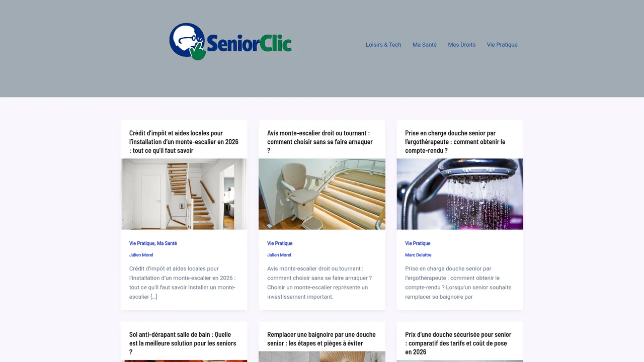 Aperçu du site SeniorClic, téléphonie et objets connectés pour séniors