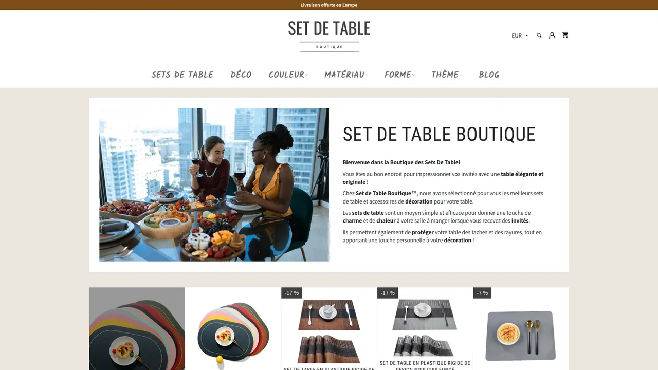 Screenshot de Set de Table Boutique