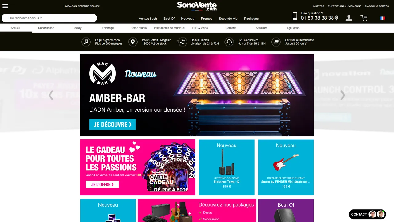 Aperçu du site Sonovente