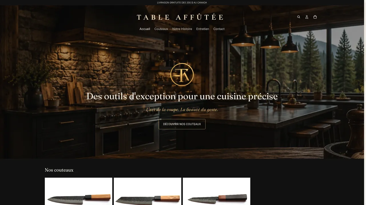 Aperçu du site Table Affutée