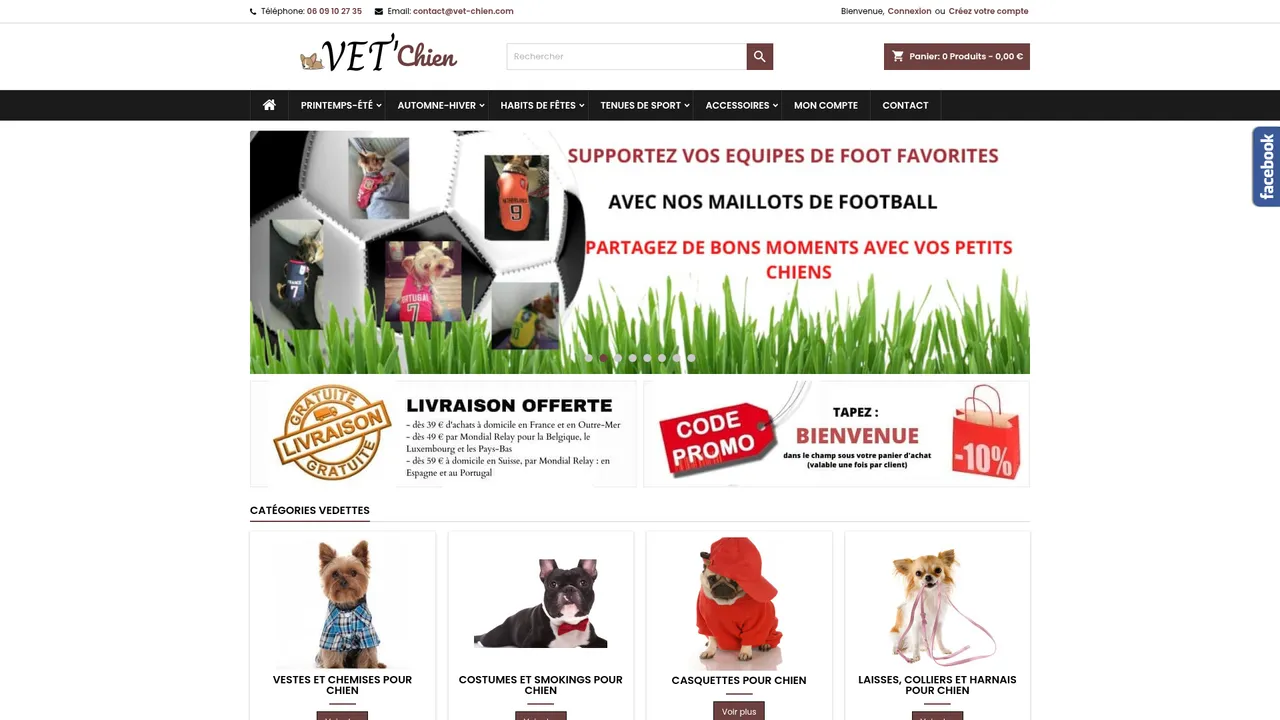 Screenshot de Vet-chien, boutique spécialisée pour les petits chiens