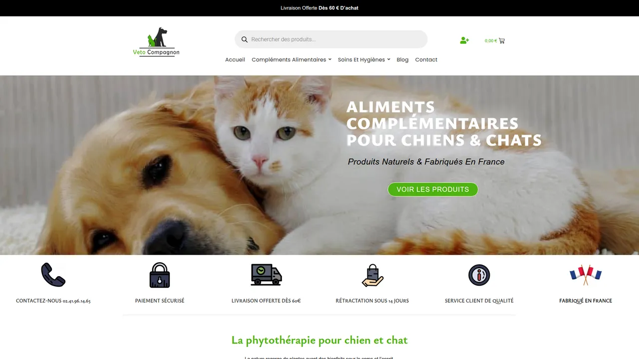 Screenshot de Veto Compagnon : produits pour chiens et chats