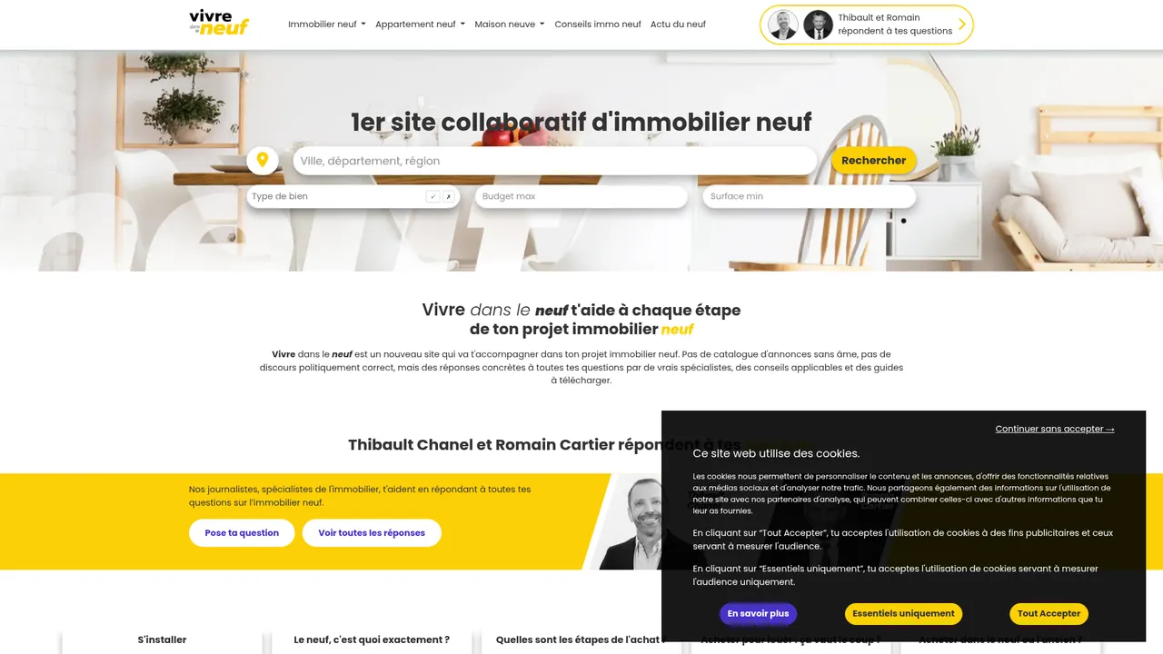 Screenshot de Visiteonline : tous les programmes immobiliers neufs en vidéo