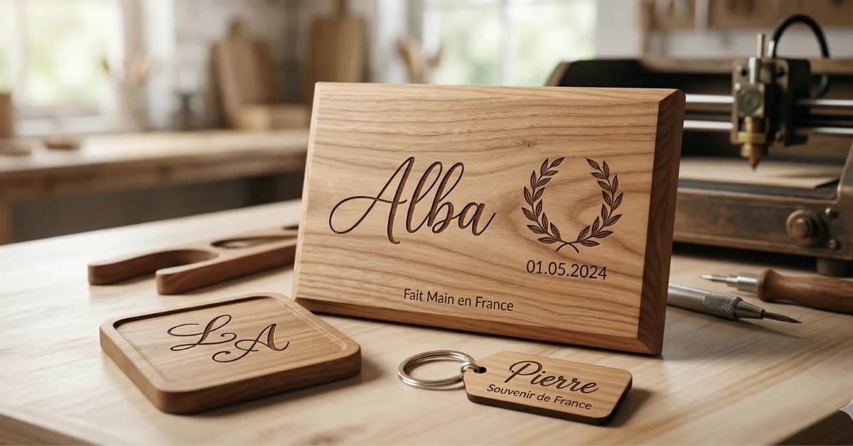 Logo Gravure sur bois personnalisée – Cadeaux artisanaux | Les Bois d'Alba