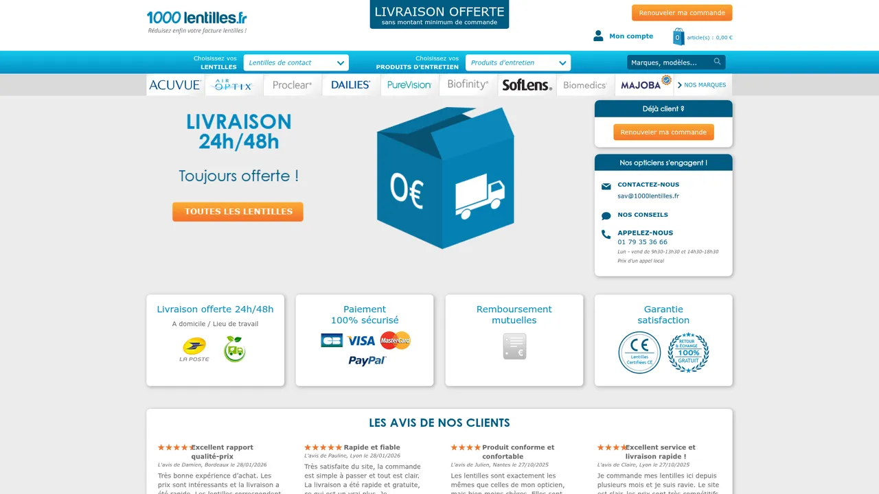Aperçu du site 1000lentilles.fr