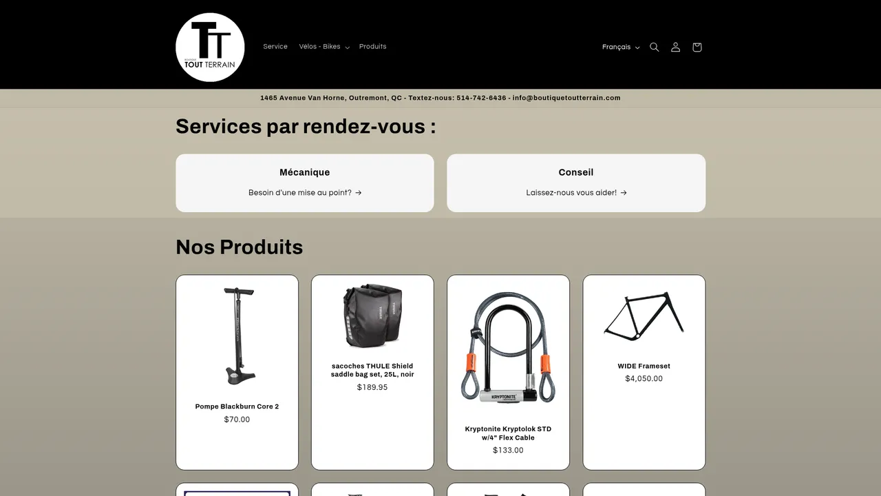Aperçu du site 514.boutiquetoutterrain.com