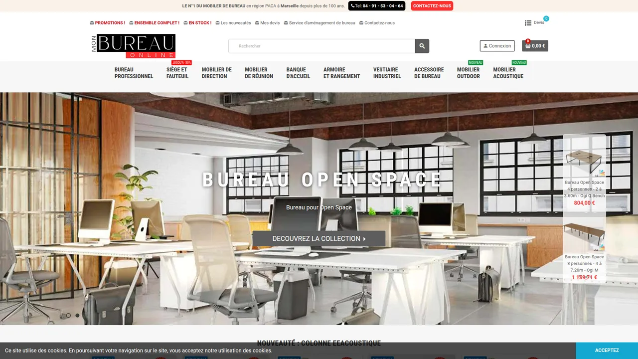 Aperçu du site Mon Bureau Online