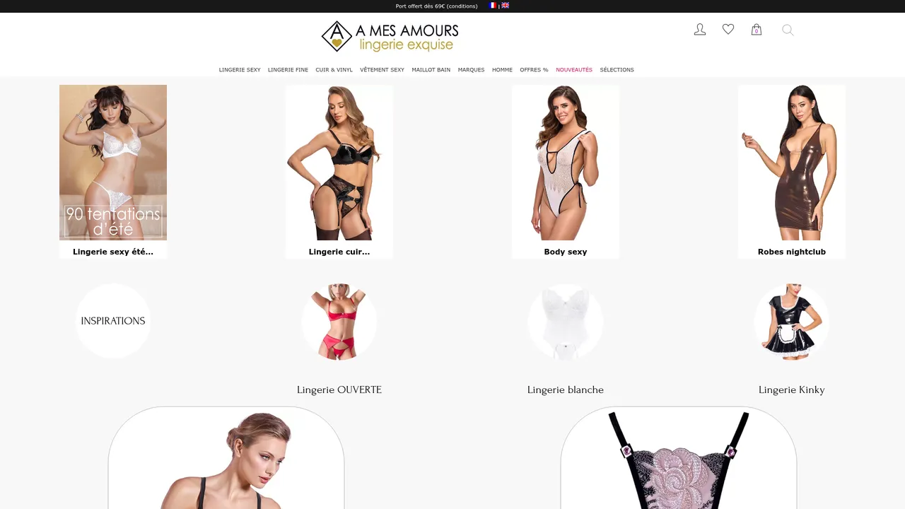 Aperçu du site A Mes Amours lingerie