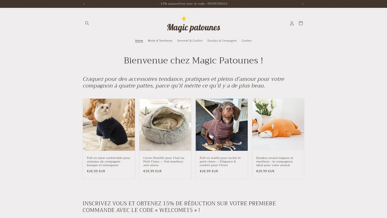 Screenshot de Accessoires Confort & Anti-Stress pour Chiens et Chats Douceur Animale