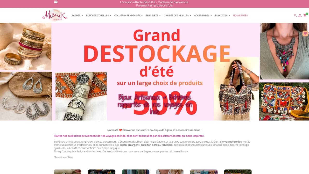 Aperçu du site www.bijouxindiens.net