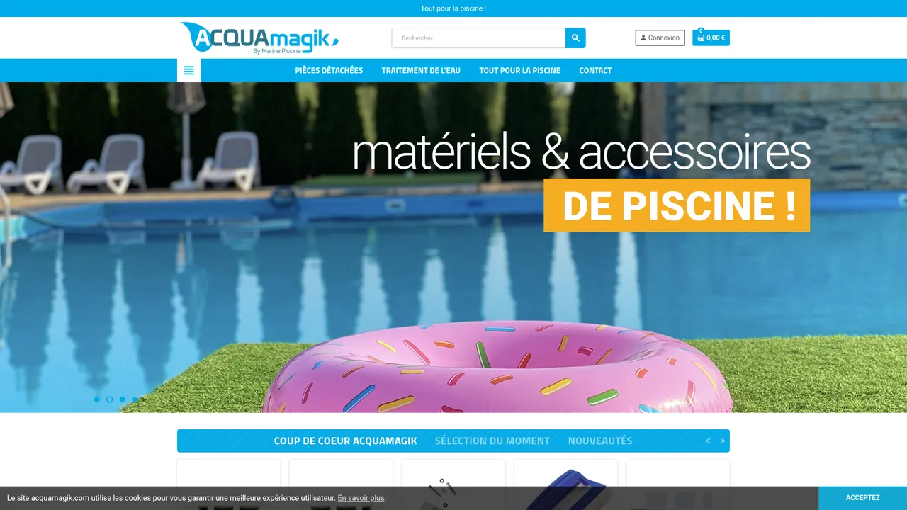Aperçu du site Acquamagik : matériels et d’accessoires piscine