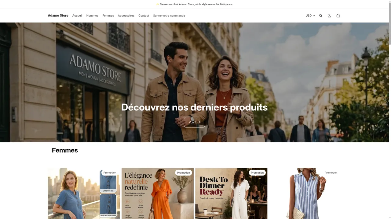 Screenshot de adamo-store.com