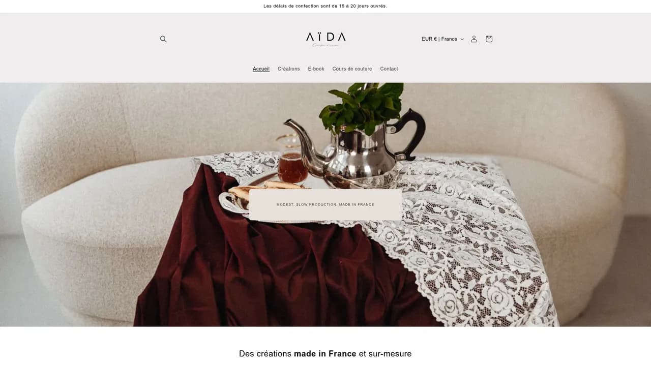 Aperçu du site Aïda cousu main