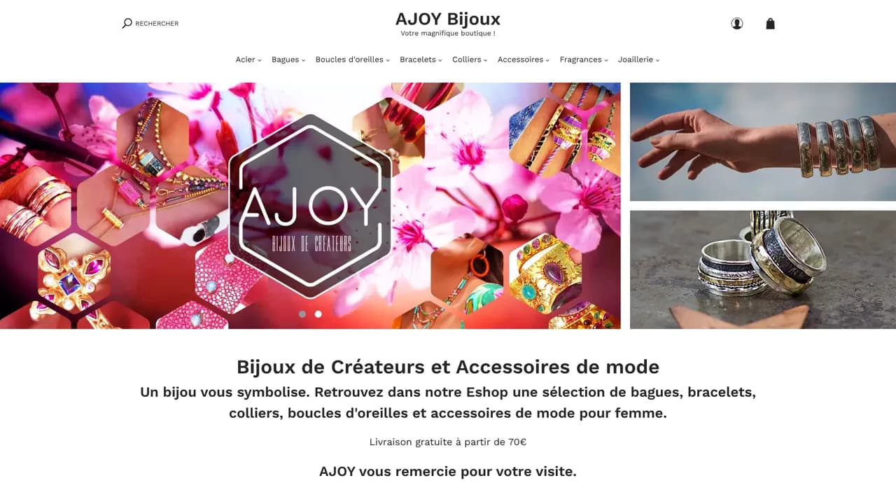 Aperçu du site AJOY Bijoux