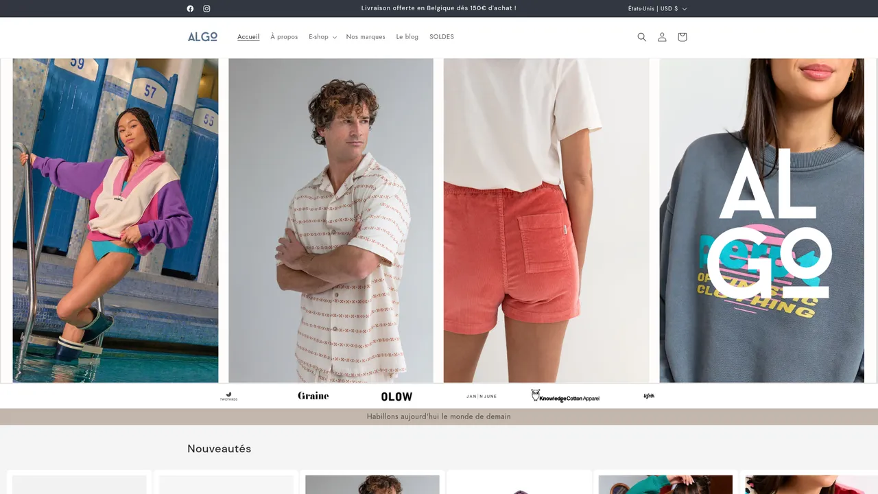 Aperçu du site Algo Store