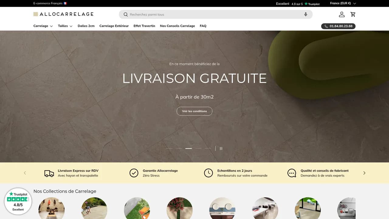 Aperçu du site Allocarrelage