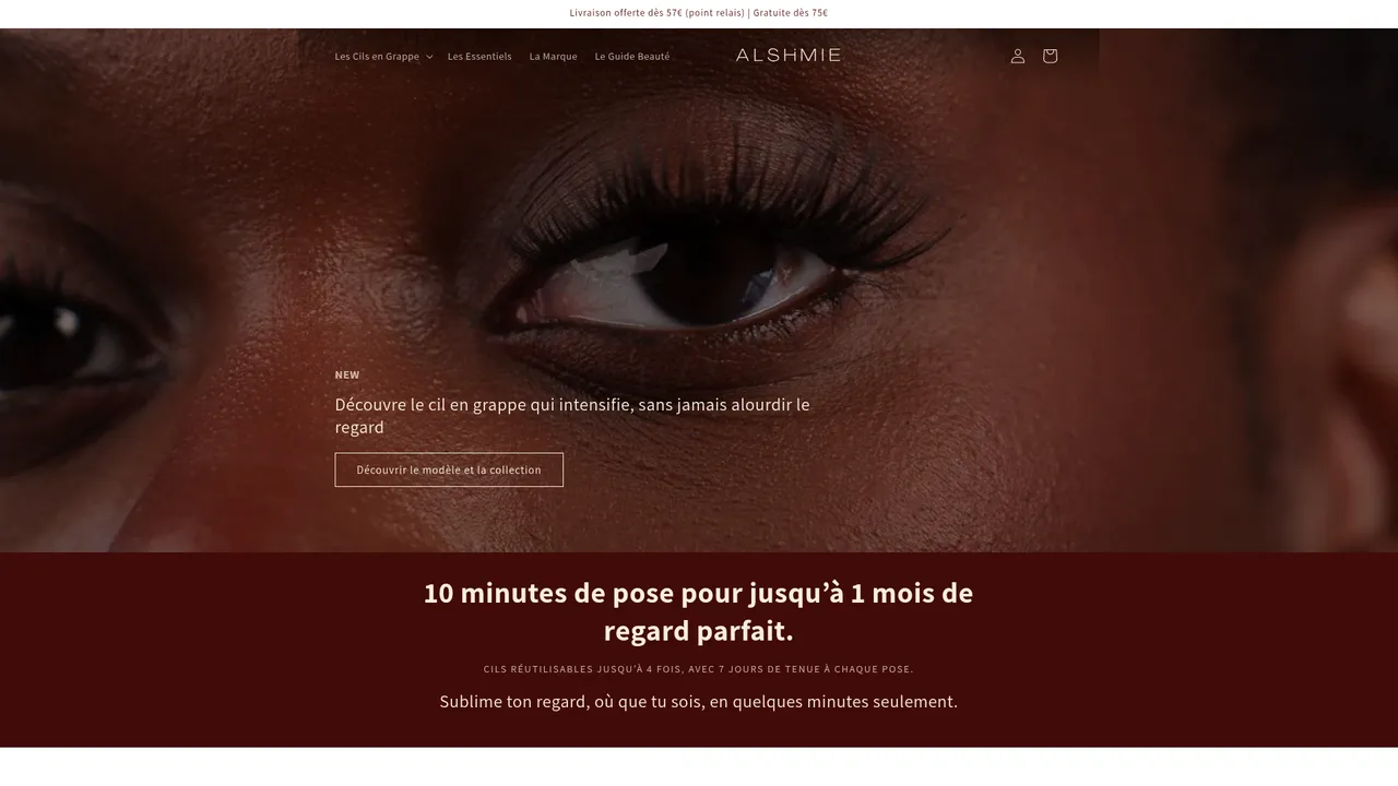 Screenshot de Alshimie – Extensions de cils DIY en grappes