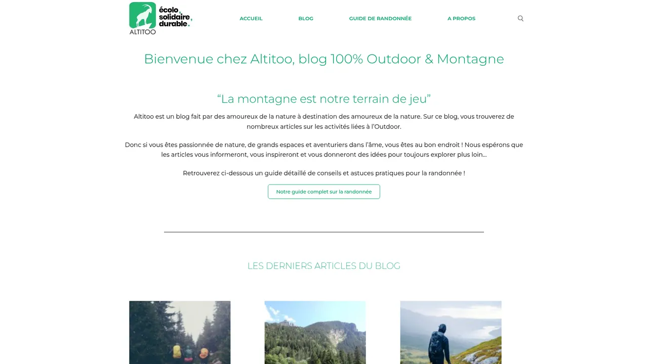 Aperçu du site Altitoo.com, Premium Outdoor Sports