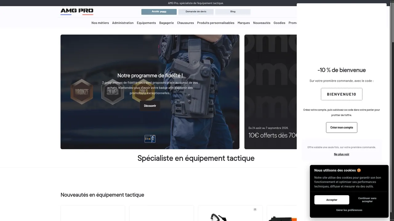Screenshot de AmgPro, équipements de police et matériel entrainement