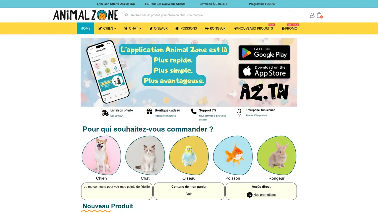 Aperçu du site Animal Zone