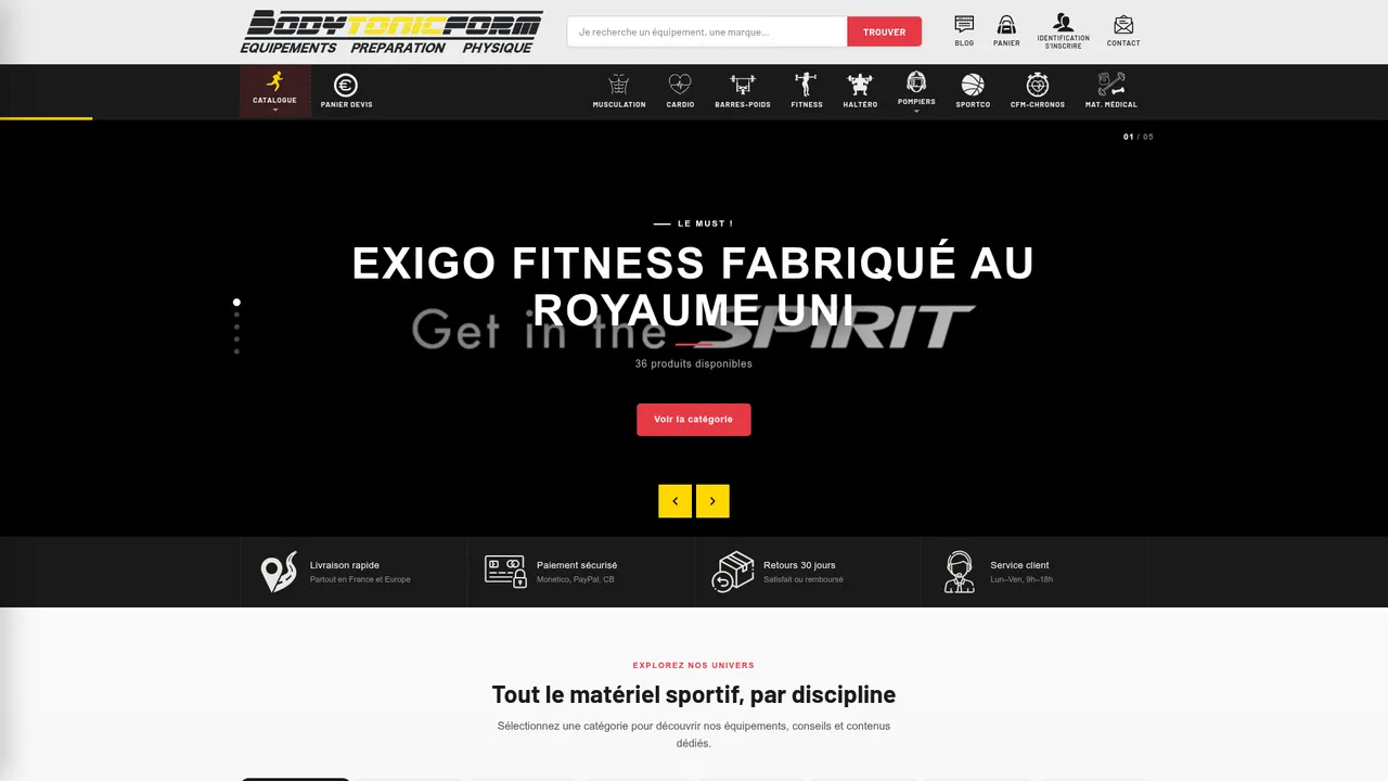 Aperçu du site Bodytonicform | Vente matériels musculation